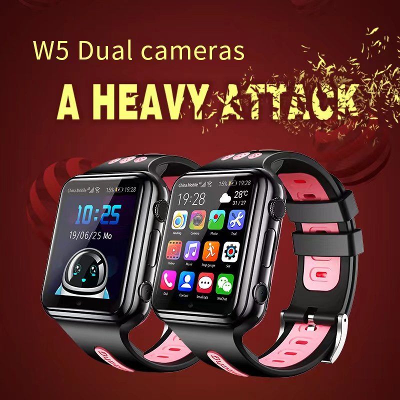 GOOGLEPLAY Gps Wifi Double Camera Video Call Smart Watch with Sim W5 for Men Women 2024 Hot Sale Android 4G White Alloy Wrist