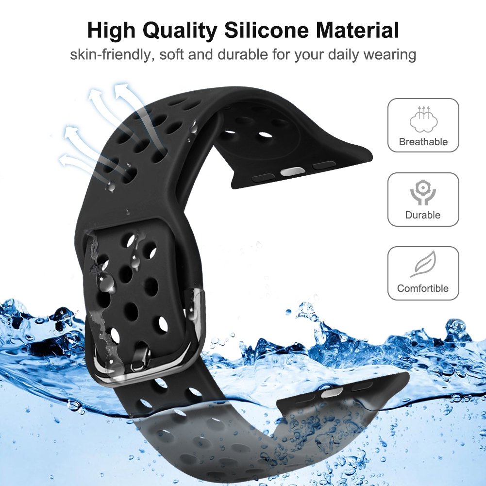 Tschick Sport Strap for Apple Watch Band 4 5 44mm 40mm 42mm 38mm iWatch Bracelet Series 5/4/3/2/1 Silicone Watchband Rubber Belt