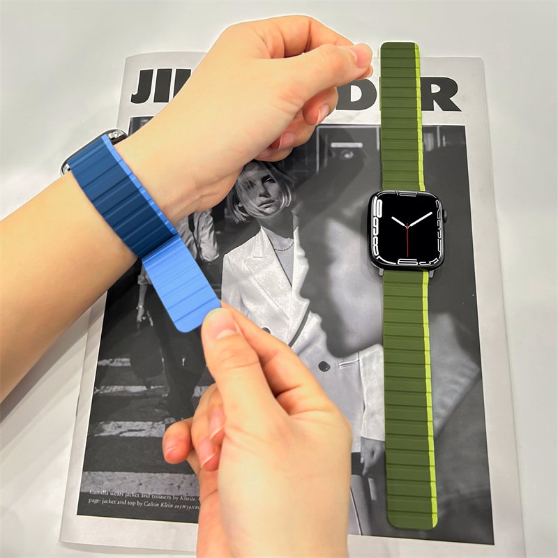 New Fashion Women Men Wristbands Rubber Silicon Magnetic Smart Watch Strap Band For Apple Watch Series 8 7 6 Correa 2023