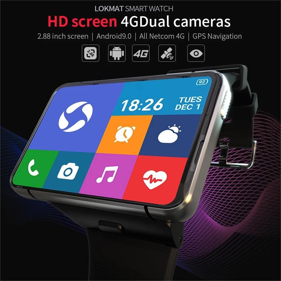 LOKMAT APPLLP MAX 2.88 Inch Screen 4G Smart Watch Men 4GB 64GB 13MP Camera 2300mAh Watch Phone WIFI GPS Smartwatch