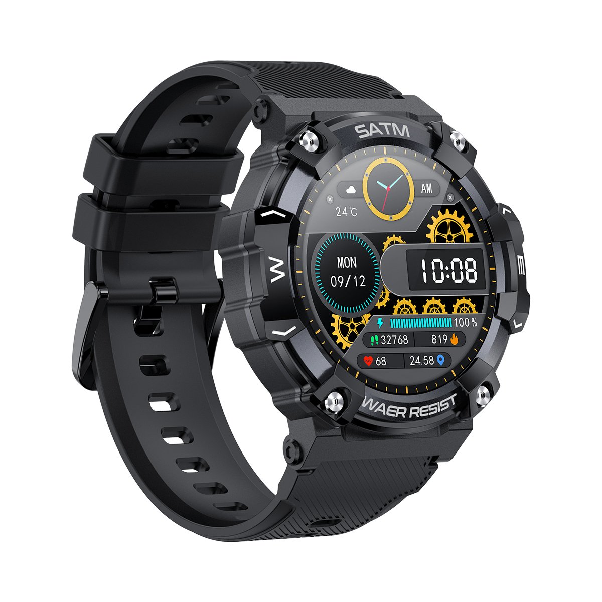 Sporty fashion smart watch PG666 full round touch screen high quality fitness BT call blood pressure smartwatch for men