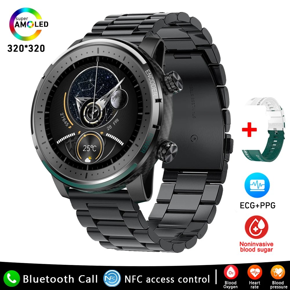 2024 NEW QW66 Relojes NFC Smart Watches BT Call Heart Rate ECG Sleeping Monitoring Men Smartwatch Bands For Women