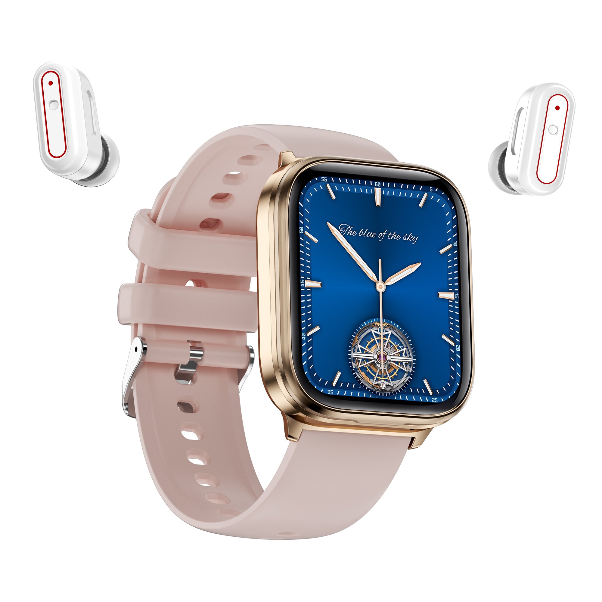 Tws 2 In 1 Music Control Heart Rate Earphone Smart Watch Earbuds Time Set Heath Smart Bracelet Blue Tooth Calling