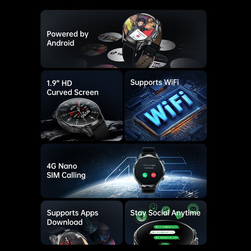Global Version Black Shark Smart Watch X 4G Android Watch 3GB RAM 32GB ROM 1.9'' Display IP67 Washable 2MP Camera Android 8.1