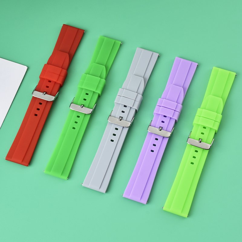 Soft Silicone Watch Strap 14mm 16mm 18mm 20mm 22mm Metal waterproofing Custom Sport Band for Smart Watch Garmin Forerunner 165