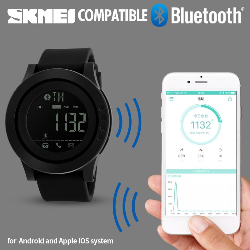 SKMEI 1255 Fashion Smart Watch For Men Brand Pedometer Calorie Remote Camera 50M Waterproof Sports Watches
