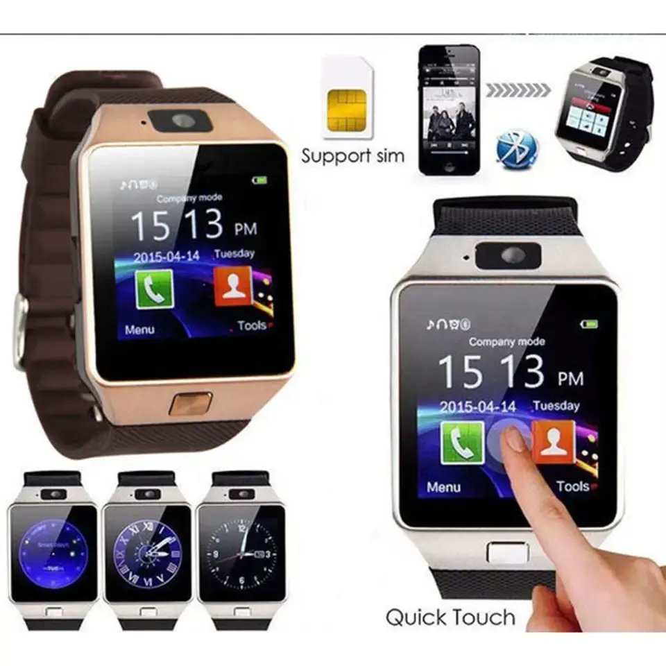 Factory Price Mobile Watch Phones Camera SIM Video Call WiFi Touch Screen Reloj Inteligente Smartwatch DZ09 Smart Watch
