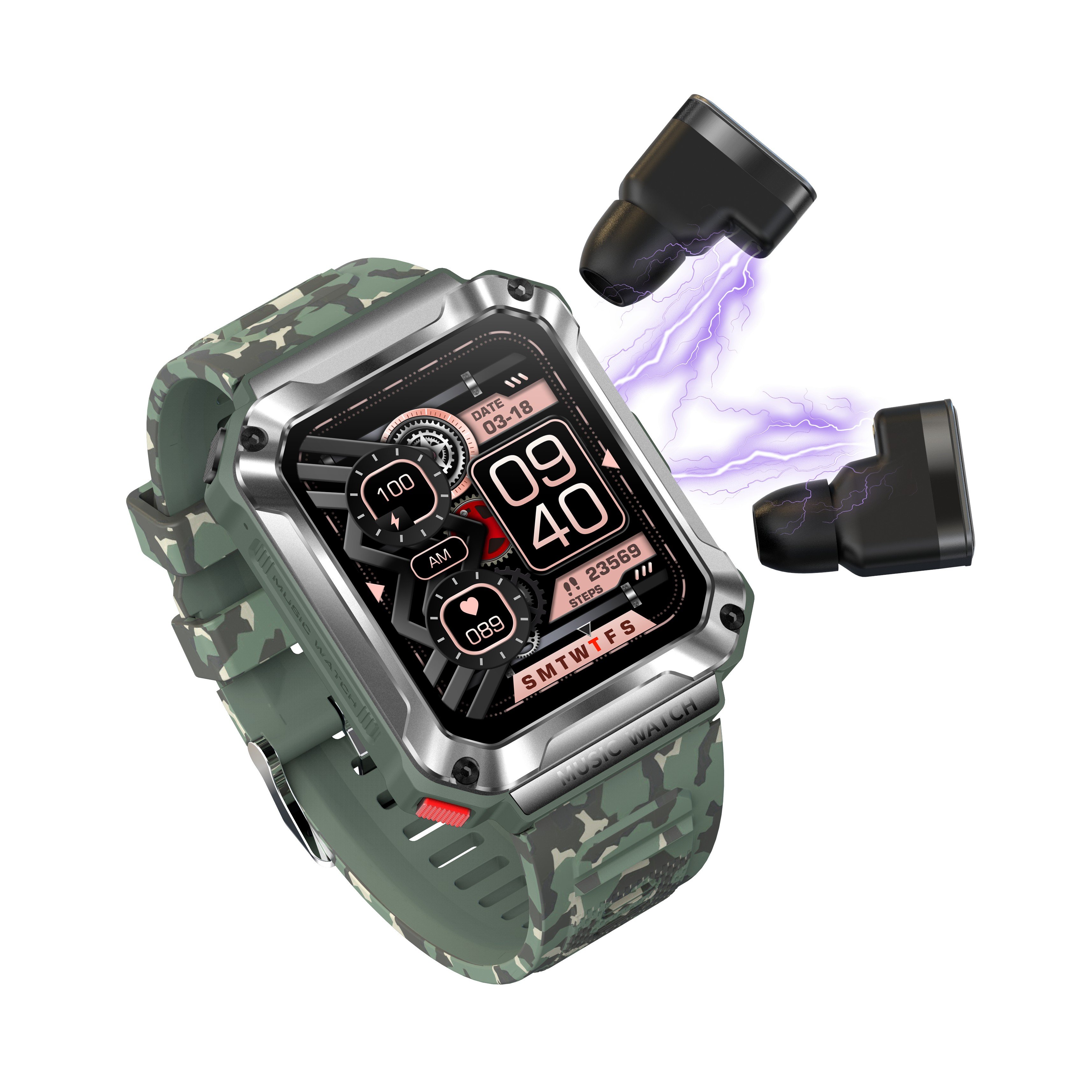 T93 2-in-1 smart band Sports Business with BT earbuds headset IP67 waterproof smart watches with earphone smart bracelet