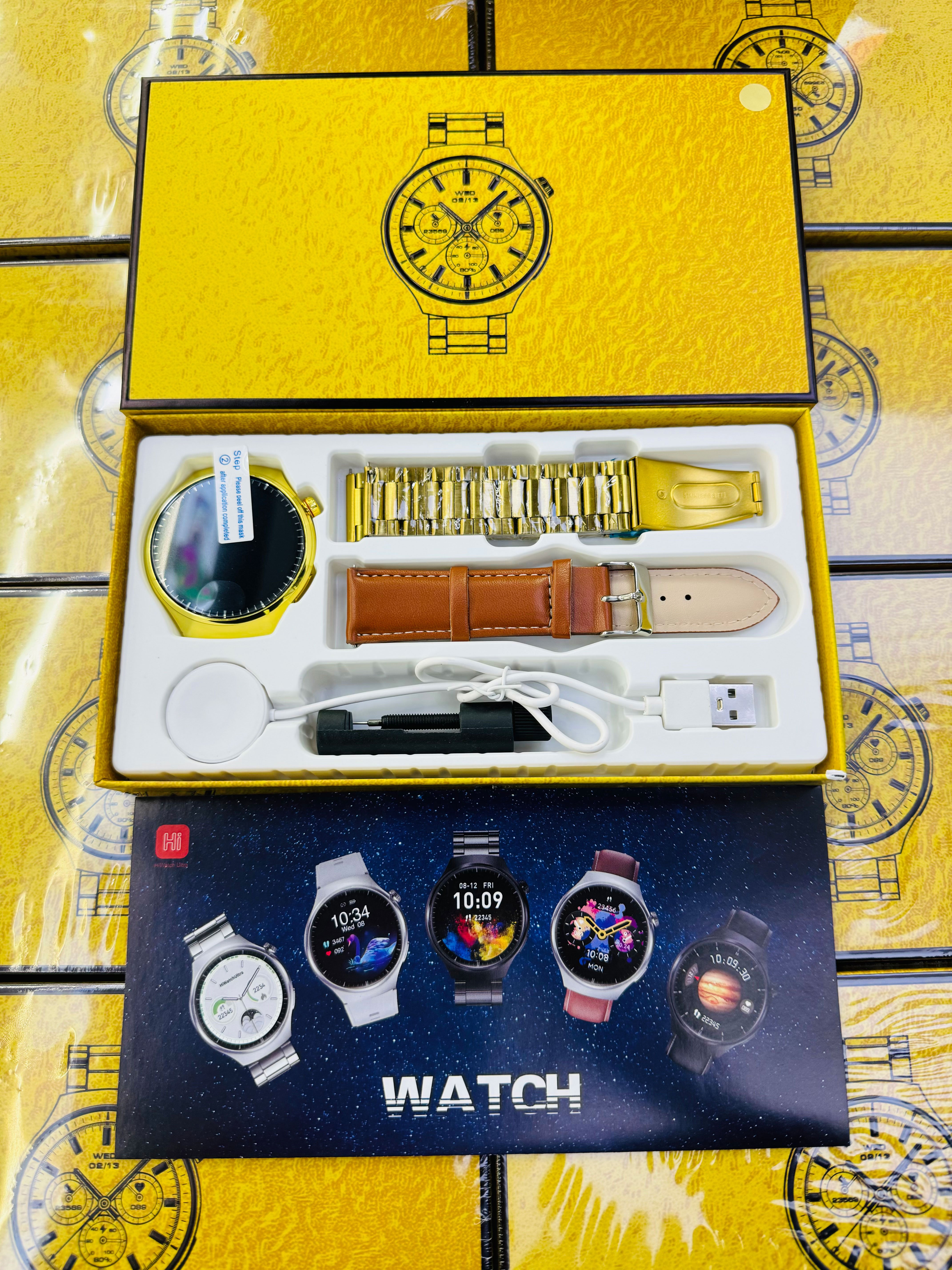 2024 NEW arrival WATCH 4 PRO Smart watch with double strap set Round screen Fitness Watch Good quality From Vidhon set