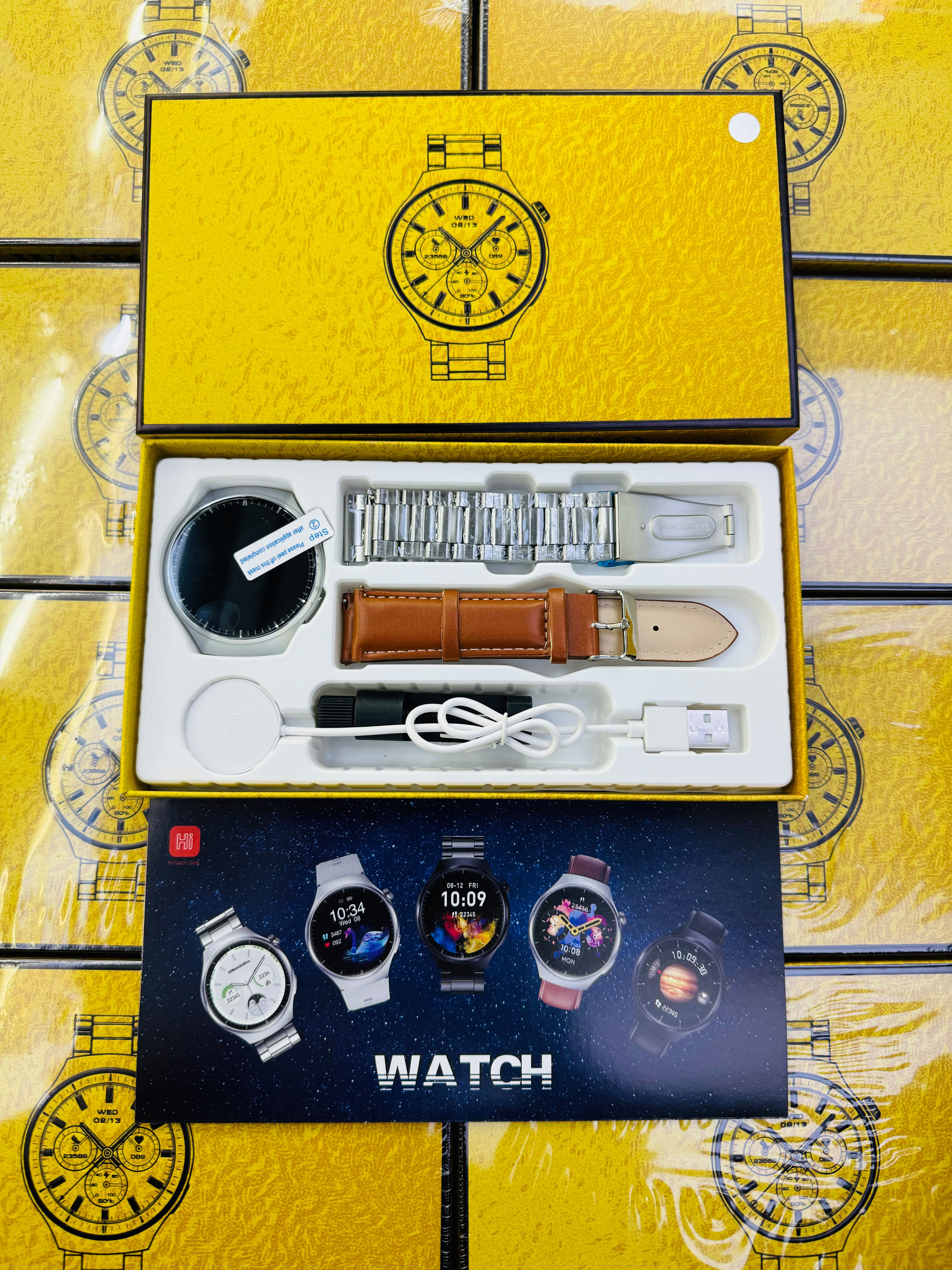 2024 NEW arrival WATCH 4 PRO Smart watch with double strap set Round screen Fitness Watch Good quality From Vidhon set