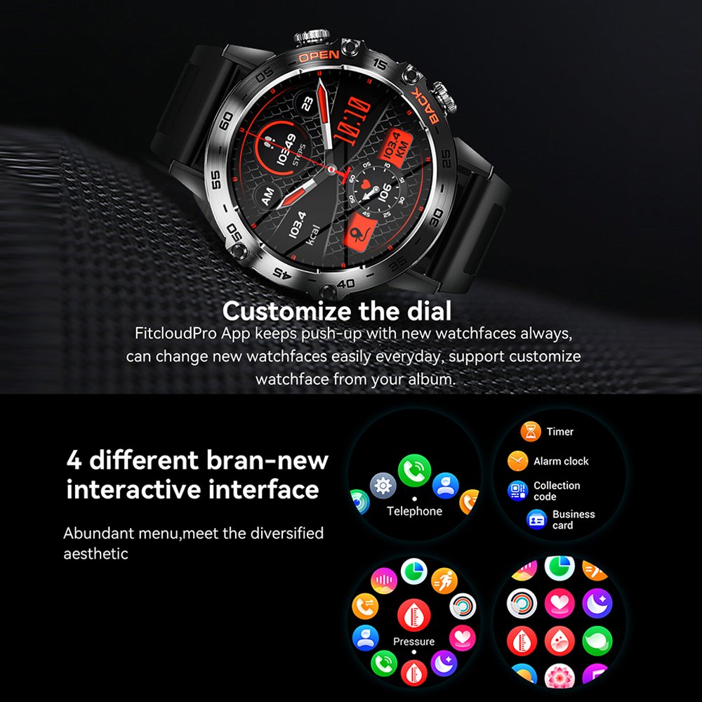 G57 Outdoor Sport Mens Smart Watch 5ATM Waterproof 400mah Large Battery BT Call Blood Oxygen Heart Rate Monitor for Android I
