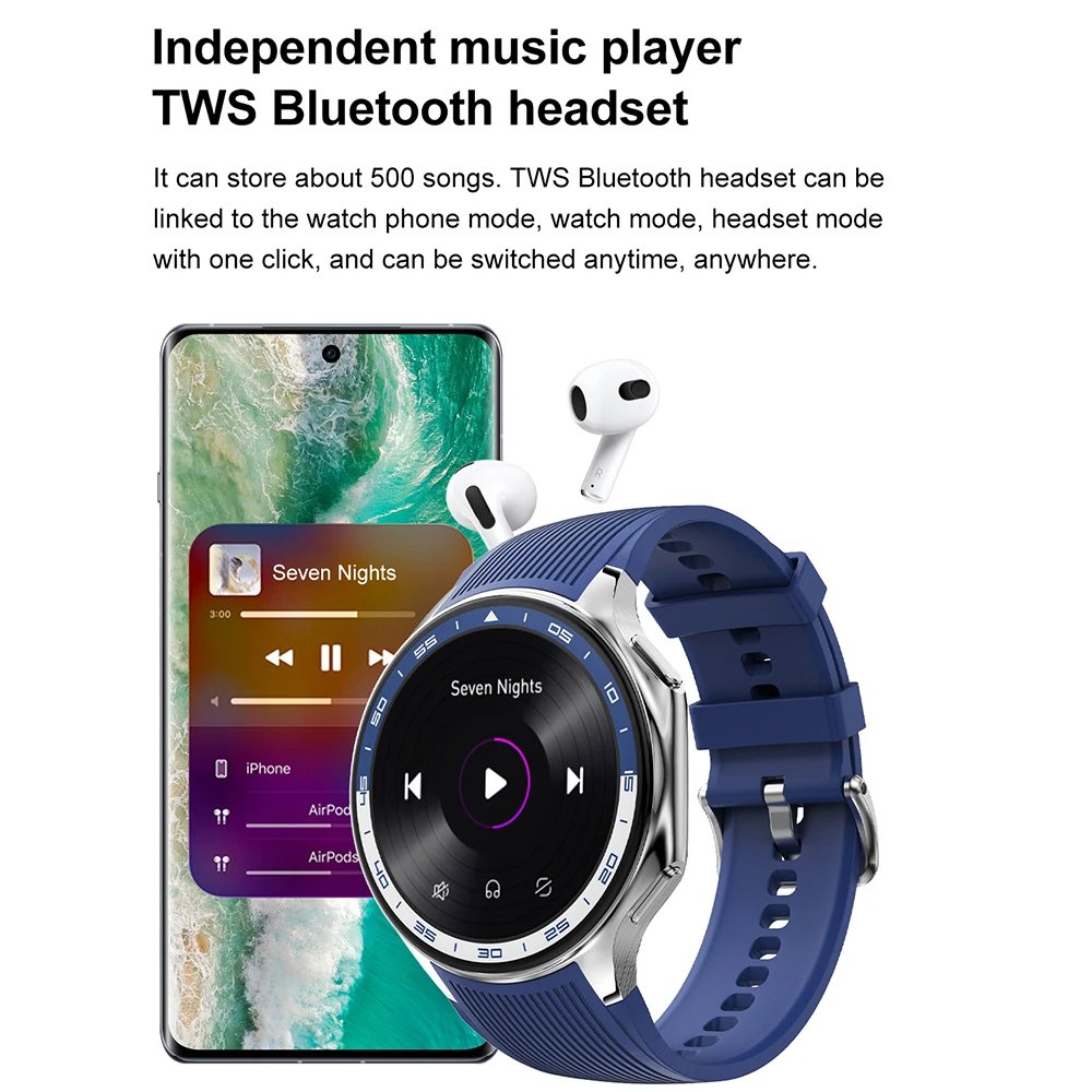 2024 DT Watch X 4GB Large Memory Smartwatch 1.43Inch Screen Heart Rate BT Call Waterproof Fitness Sports Smart Watch for Men