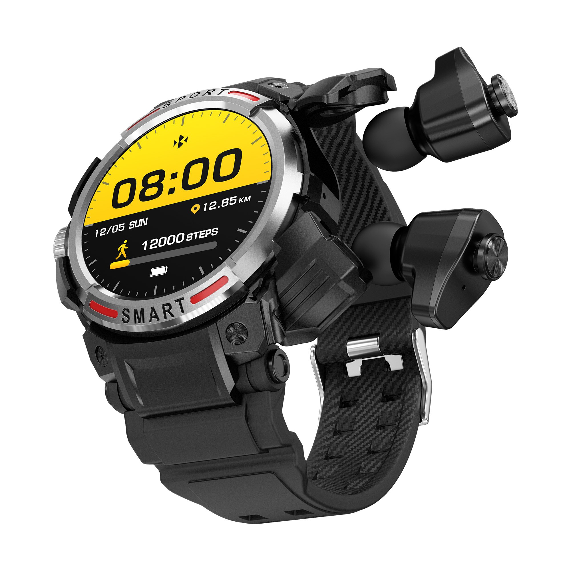 2023 AMOLED GT100 TWS fashion Smart watch 2 in 1 headset smartwatch IP67 Sports Business smart watches with earphone