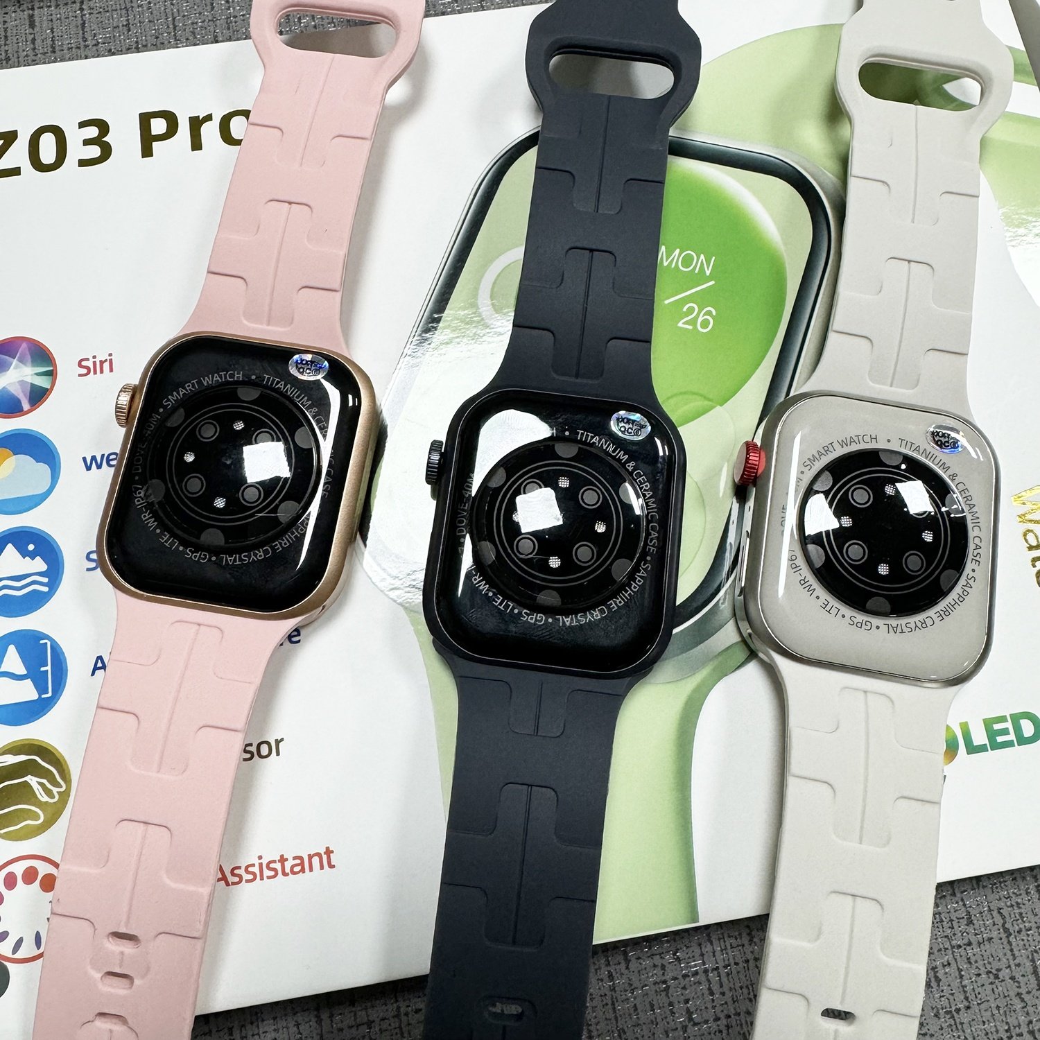 Z03 3 Straps 2.04" AMOLED Smartwatch 2024 Hombre Mujer Montres Reloj intelligentes BT Call Heart rate Smart watch Z03 Pro
