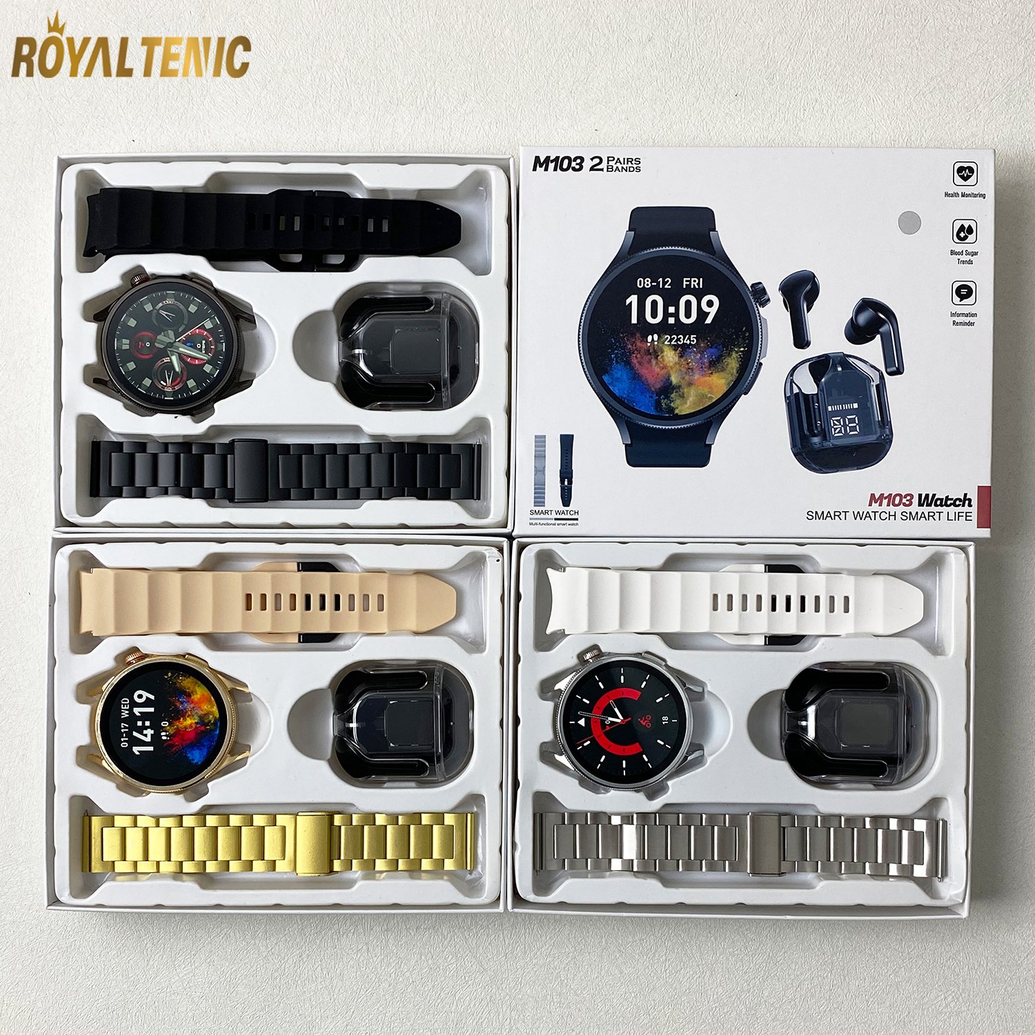 M103 2in1 suit Health Men women Smartwatch with Air31 TWS Earphone Sleep Fitness tracker Message reminder Sport M103 Smart watch