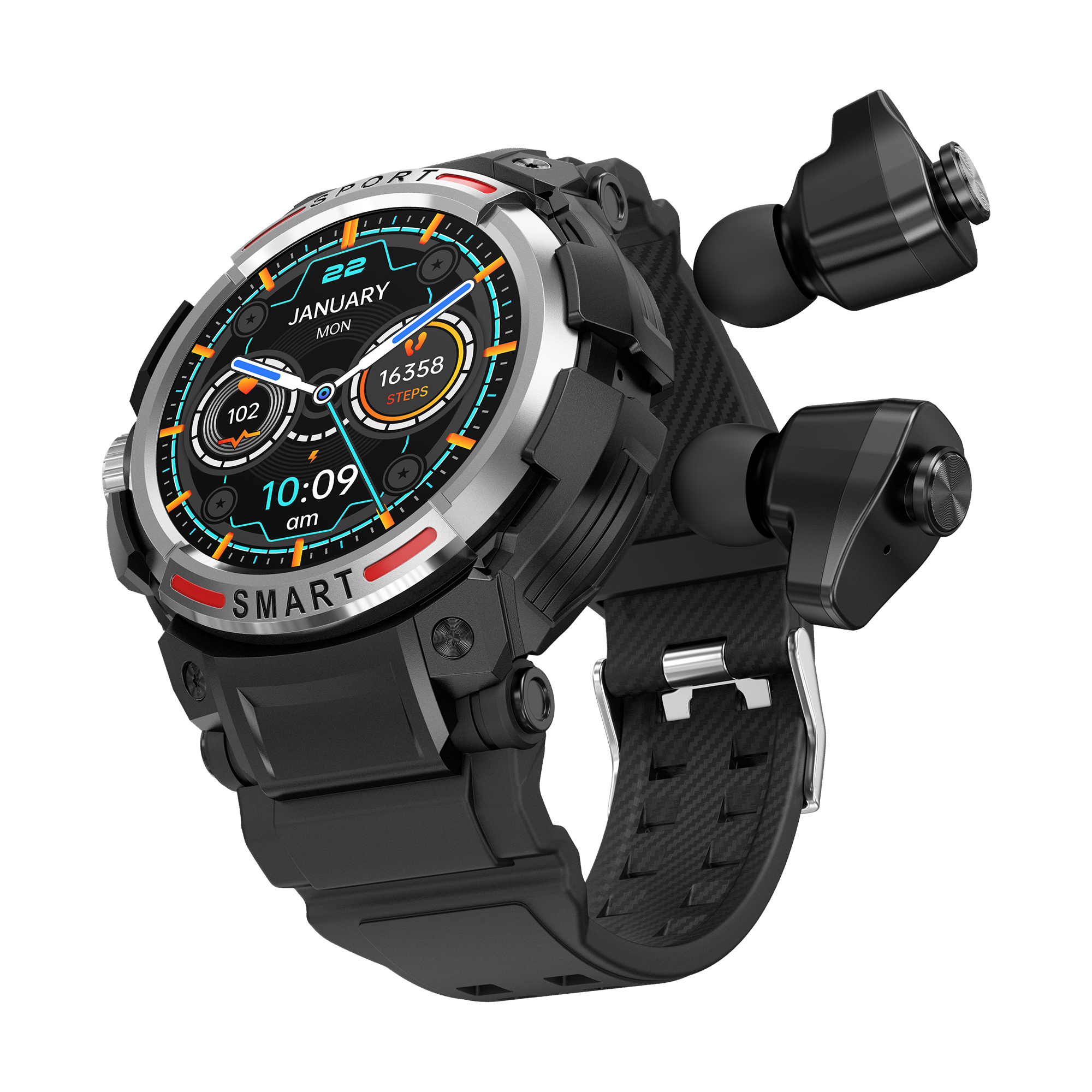2023 Newest GT100 Smartwatch 1.43" AMOLED Screen Smart Watch 2 in 1 Earphones IP67 Waterproof Fitness Men Smart Watches