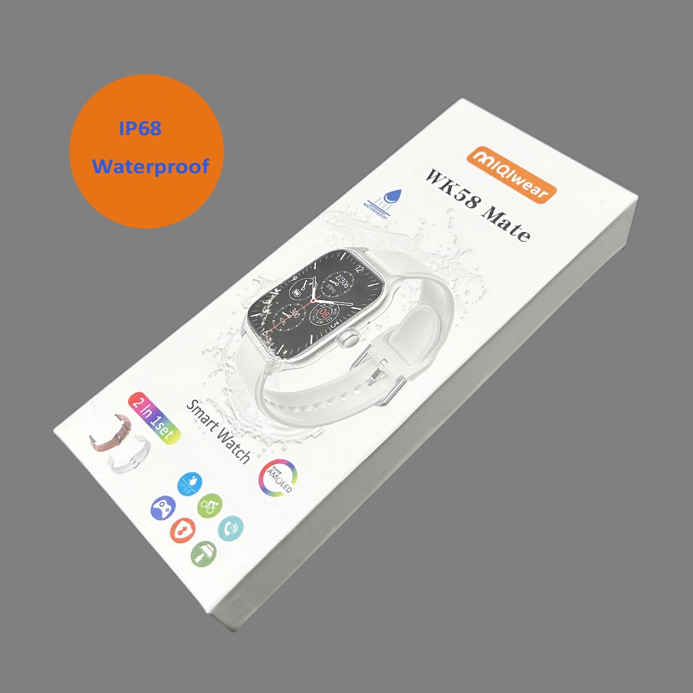 High quality IP68 Waterproof Smart Watch WK58 Mate Multi Sport Modes Double Strap Leather/Silicone Watchband Watch for Men