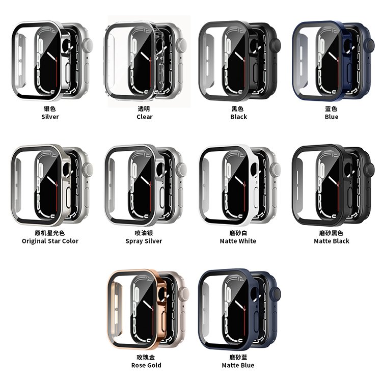 Adepoy A-BK023 Customized Logo Luxury Metal 41mm Full Screen Watch Cover Case For Smart Watch 7 Series