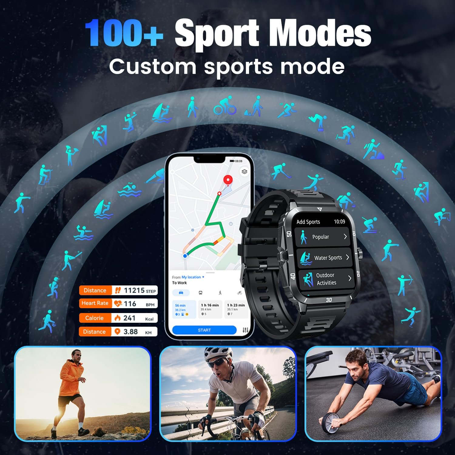 Wholesale Hot Selling Smart Watch Android BT Call Screen Full Touch 430mAh Fitness Tracker Sports Waterproof Watch for Men