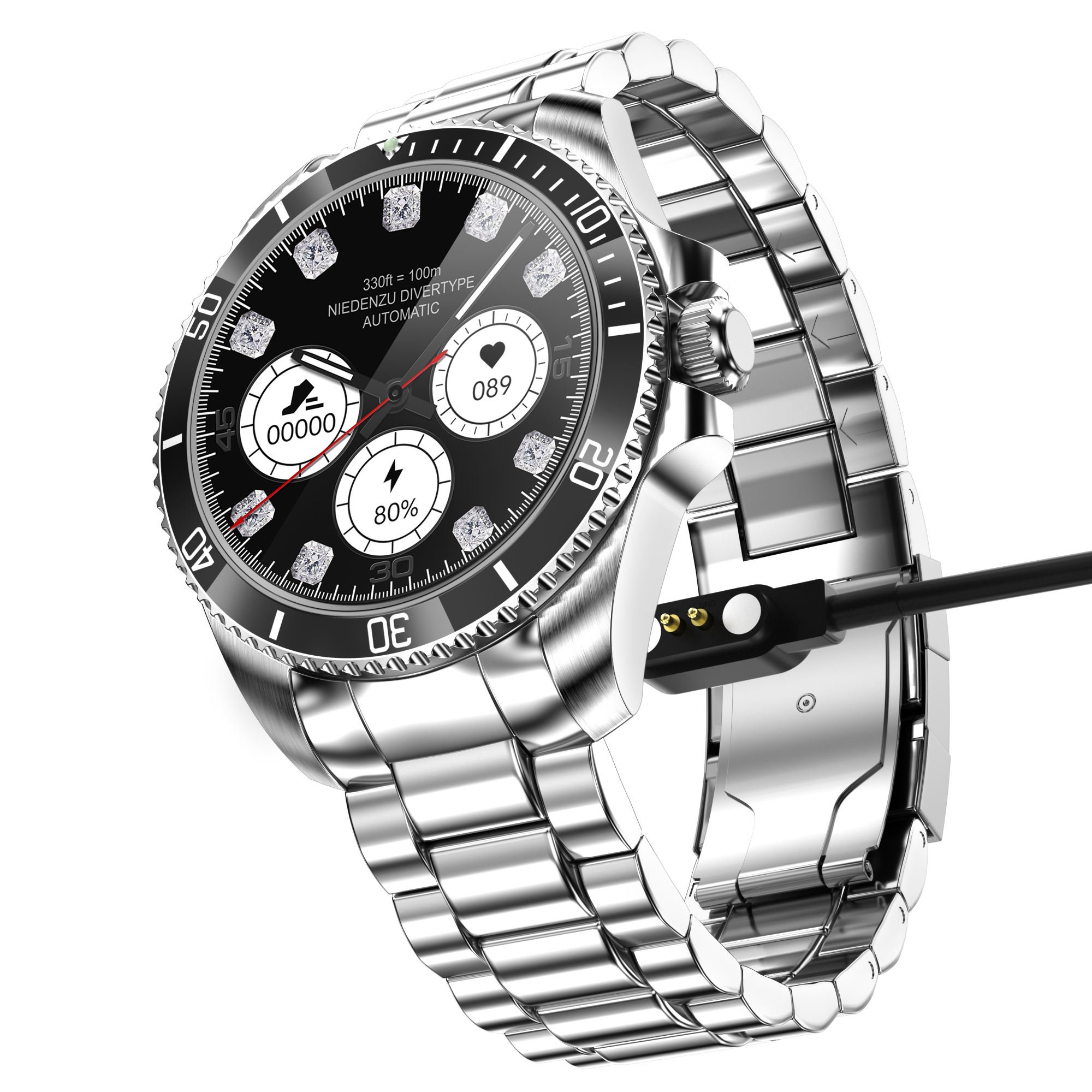 Newest R1 Big Round Screen Smart Watch Waterproof Heartrate Monitoring Ip68 Mobile Phone Watches With Stainless Steel Strap Zl02