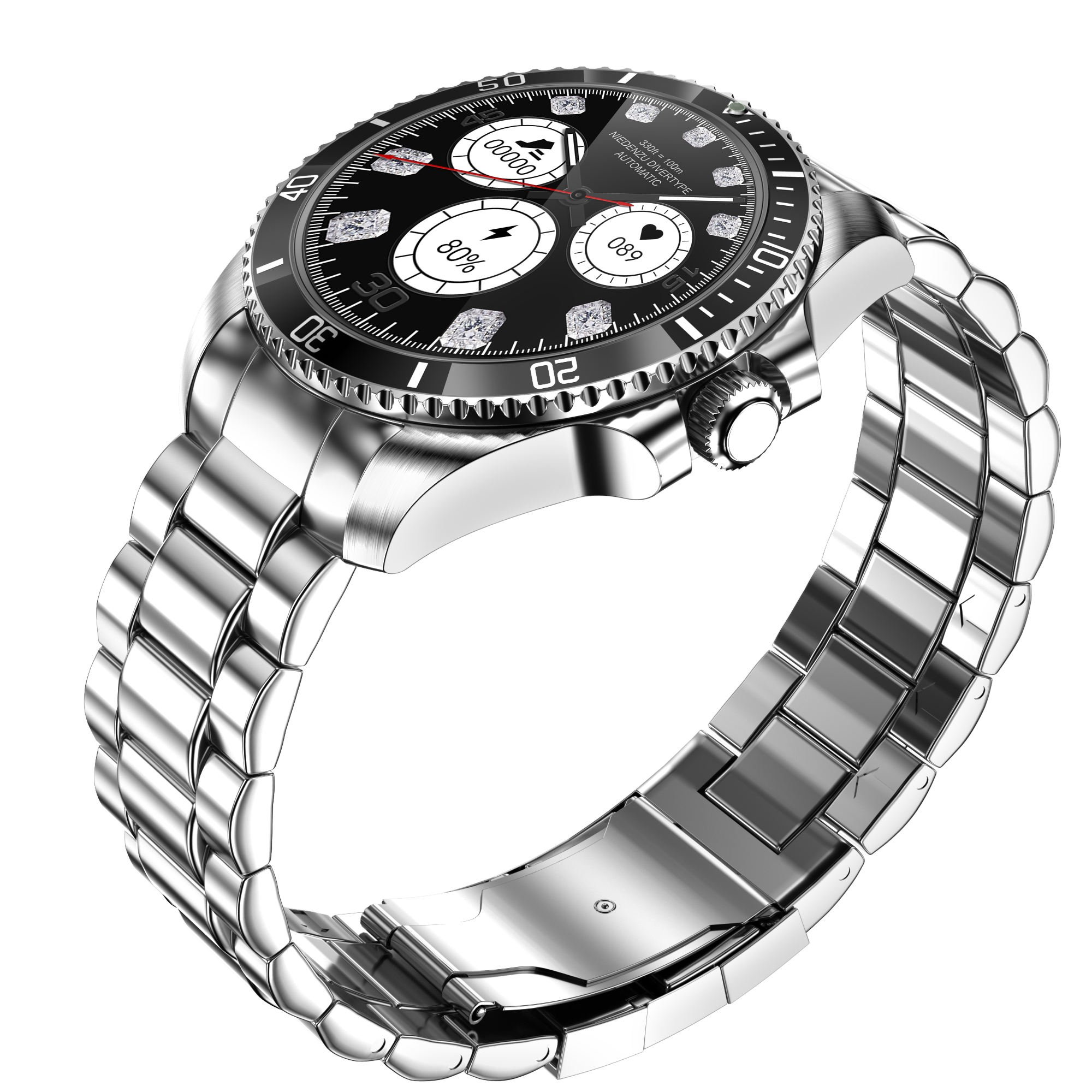 Newest R1 Big Round Screen Smart Watch Waterproof Heartrate Monitoring Ip68 Mobile Phone Watches With Stainless Steel Strap Zl02