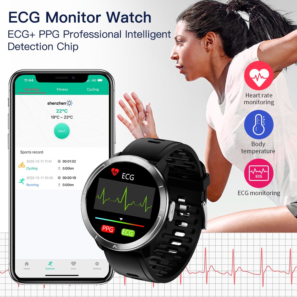 M18 Plus Smart Watch Body Temperature Smartwatch Ecg Ppg Smart health Bp Spo2 Monitoring Health watch