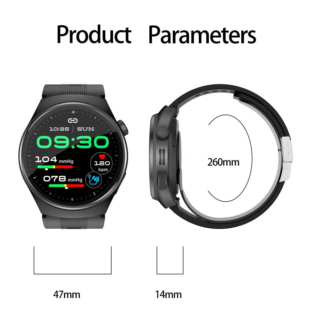 1.39" Round Air Pump Airbag Blood Pressure Measurement Smartwatch Health Tracker Body Temperature ECG Monitoring S28 Smart Watch