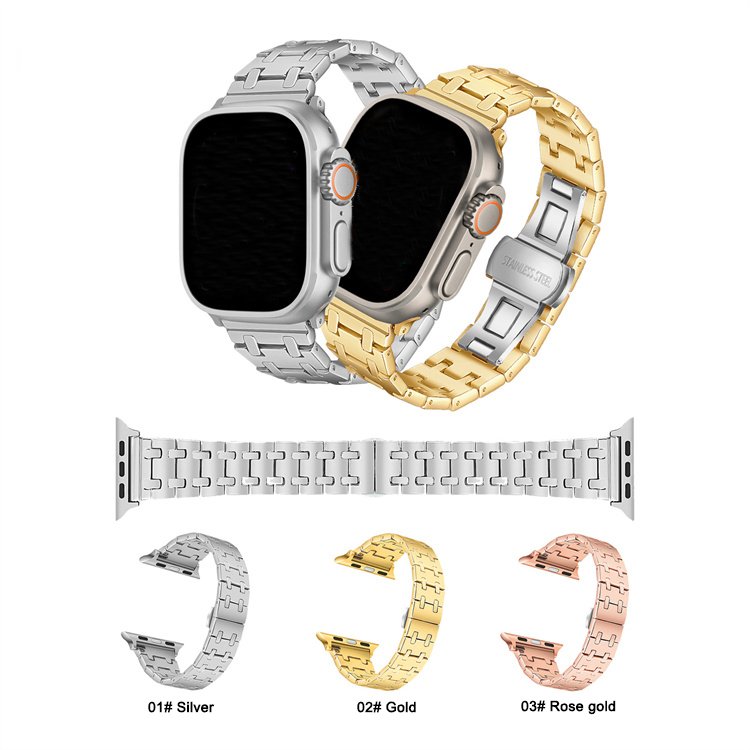 Business Luxury Smart Watch Wristband Stainless Steel Metal Watch Band For Smart Watch Series 8 38mm 45mm 49mm