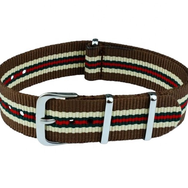 Nylon Straps N110 Brown Beige Water Resistant Watch Bands Bracelet 18 - 22 mm Smart Watch Bands & Accessories Wristband