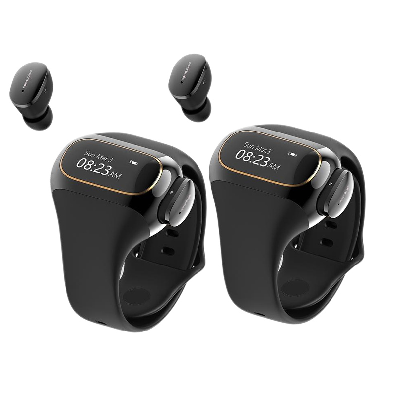 Aipower W20L on-wrist magnetic charging bluetooth headset smart watch wearbuds true wireless earbuds for one plus