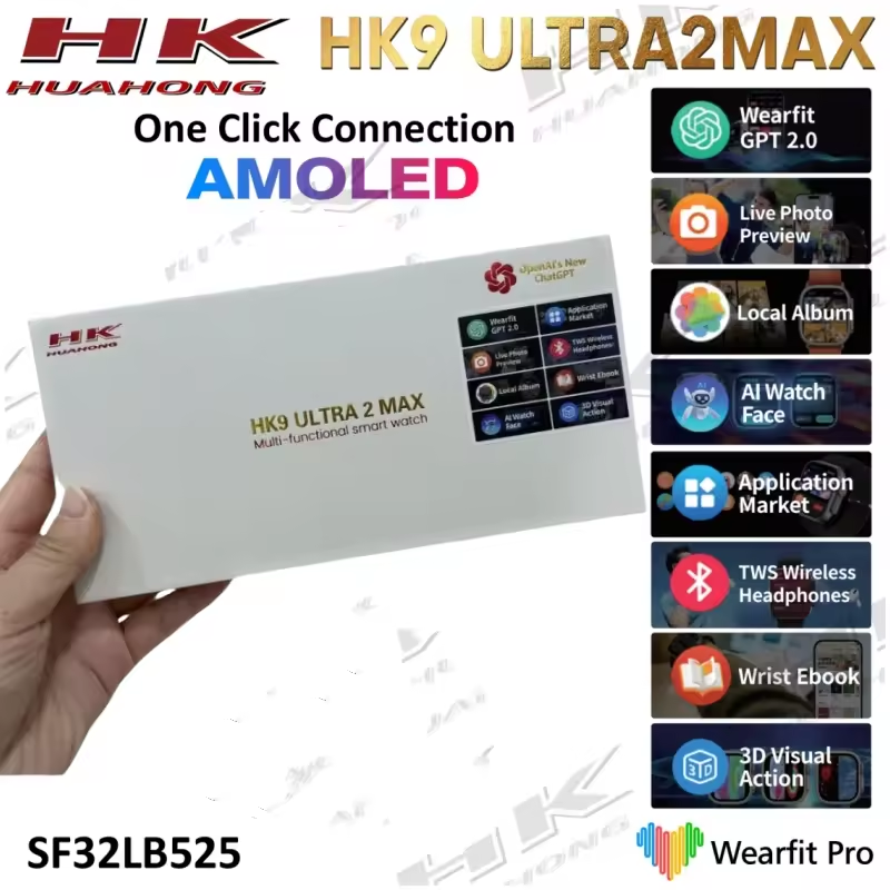 Hot Selling Hk9 Ultra 2 Max Smart Watch 2.12 Inch Amoled Screen 49mm Chatgpt Heart Clock Smartwatch For Men Women