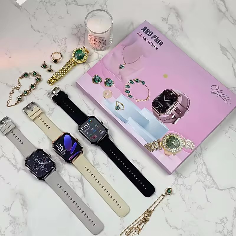 Luxury A89plus Smart watch 2025 Necklace Earrings Bracelet Ring A58 a68 a89 plus combo A68plus A58plus Smartwatch For ladies