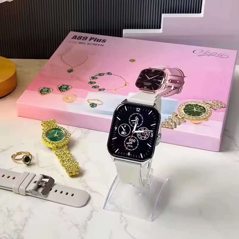 Luxury A89plus Smart watch 2025 Necklace Earrings Bracelet Ring A58 a68 a89 plus combo A68plus A58plus Smartwatch For ladies