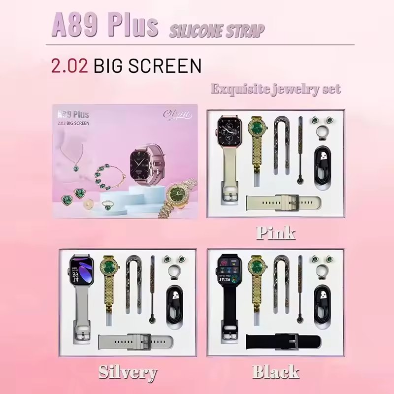 Luxury A89plus Smart watch 2025 Necklace Earrings Bracelet Ring A58 a68 a89 plus combo A68plus A58plus Smartwatch For ladies