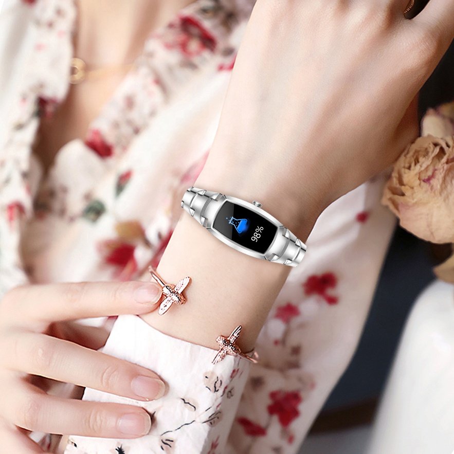 2024 New Design Fashionable Women Smart Watch Luxury Lady Design Gold Silver Metal Strap Smartwatch H8 Pro