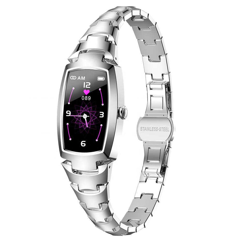 2024 New Design Fashionable Women Smart Watch Luxury Lady Design Gold Silver Metal Strap Smartwatch H8 Pro