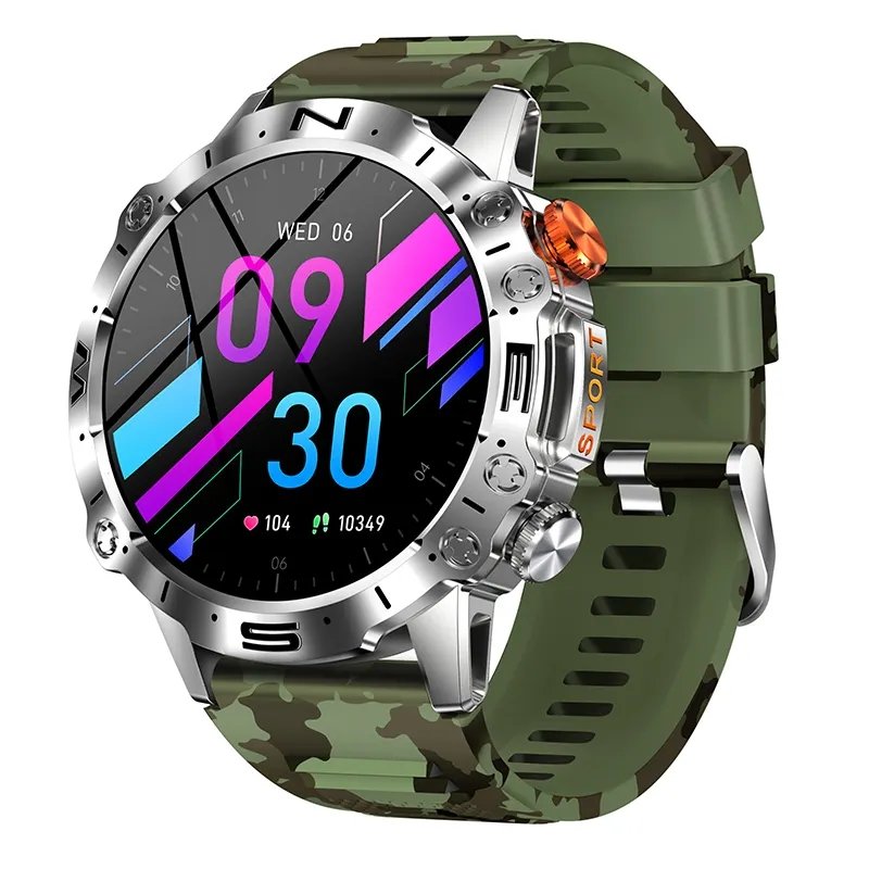 1.43 inch AMOLED 466*466 Screen Outdoor Sports Blood Pressure Men Sports Smart Watch K59 BT Call Fitness