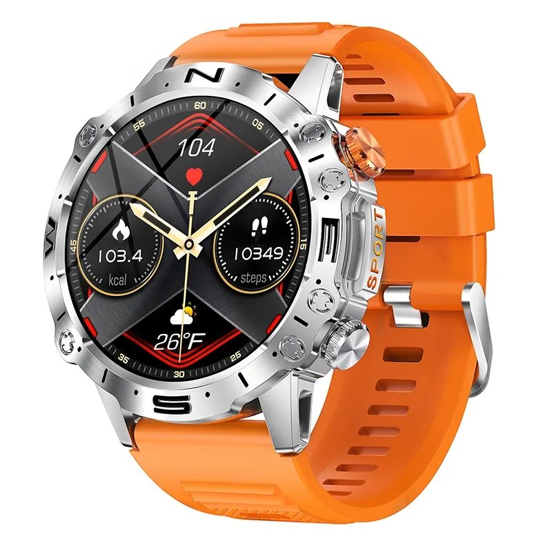 1.43 inch AMOLED 466*466 Screen Outdoor Sports Blood Pressure Men Sports Smart Watch K59 BT Call Fitness