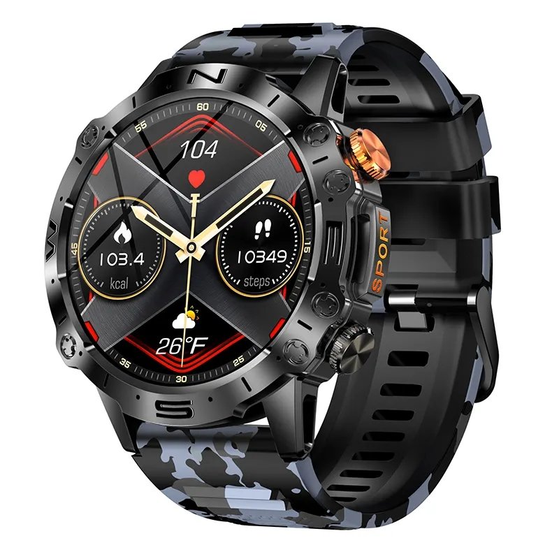 1.43 inch AMOLED 466*466 Screen Outdoor Sports Blood Pressure Men Sports Smart Watch K59 BT Call Fitness
