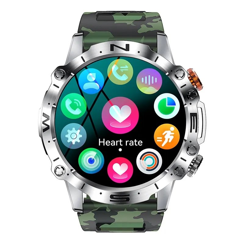 1.43 inch AMOLED 466*466 Screen Outdoor Sports Blood Pressure Men Sports Smart Watch K59 BT Call Fitness