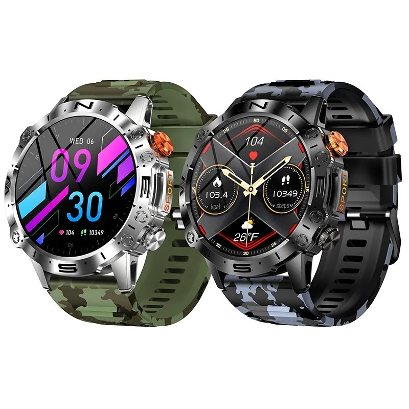 1.43 inch AMOLED 466*466 Screen Outdoor Sports Blood Pressure Men Sports Smart Watch K59 BT Call Fitness