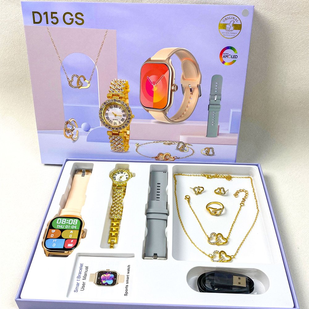2024 luxury Smart Watch Gift Sets D15 GS Reloj Intelligente Smartwatch Fitness Wrist Smart Watch 6 en1 PK A58 A59 plus for Women