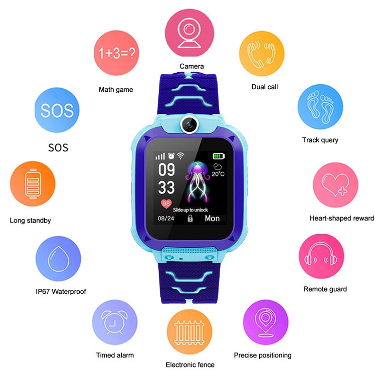 Q12 Kids Smart Watch Waterproof SOS Smartphone LBS Connectors Charm Supplies Watch Electronic Plastic 2023 Newesilicone 10pcs 10