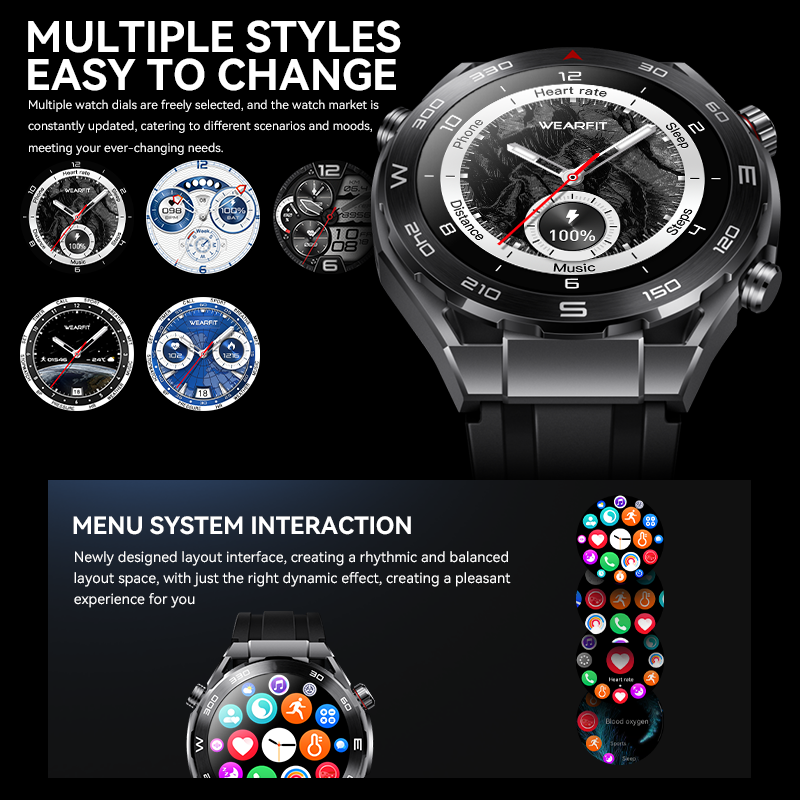 HW5 Ultimate 2024 Smart Watch 1.52inch Amoled Display 480*480 Sport Fitness Tracker GPS Pedometer Bed Clock Smart Bracelet Dock
