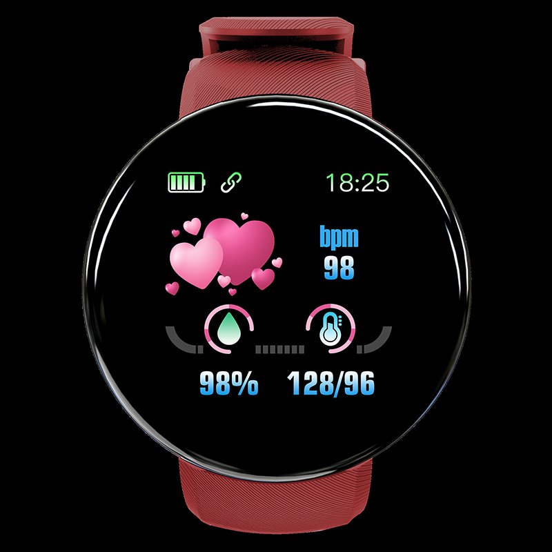 D18 Smart Watch For Ladies Blue tooth Fitness Tracker Digital Watches Men Smartwatch Blood Pressure IOS Android Smart Bracelet
