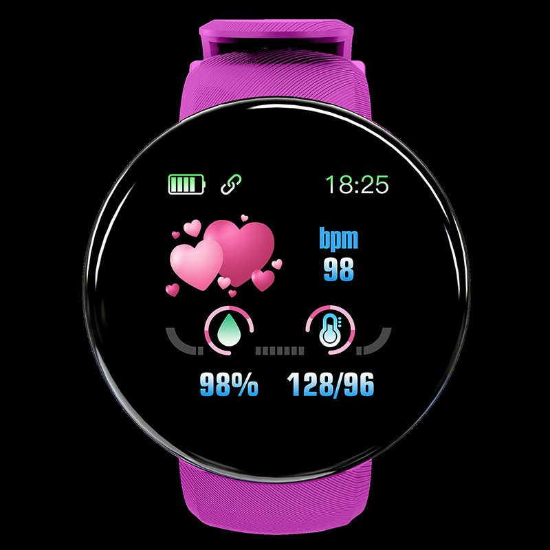 D18 Smart Watch For Ladies Blue tooth Fitness Tracker Digital Watches Men Smartwatch Blood Pressure IOS Android Smart Bracelet