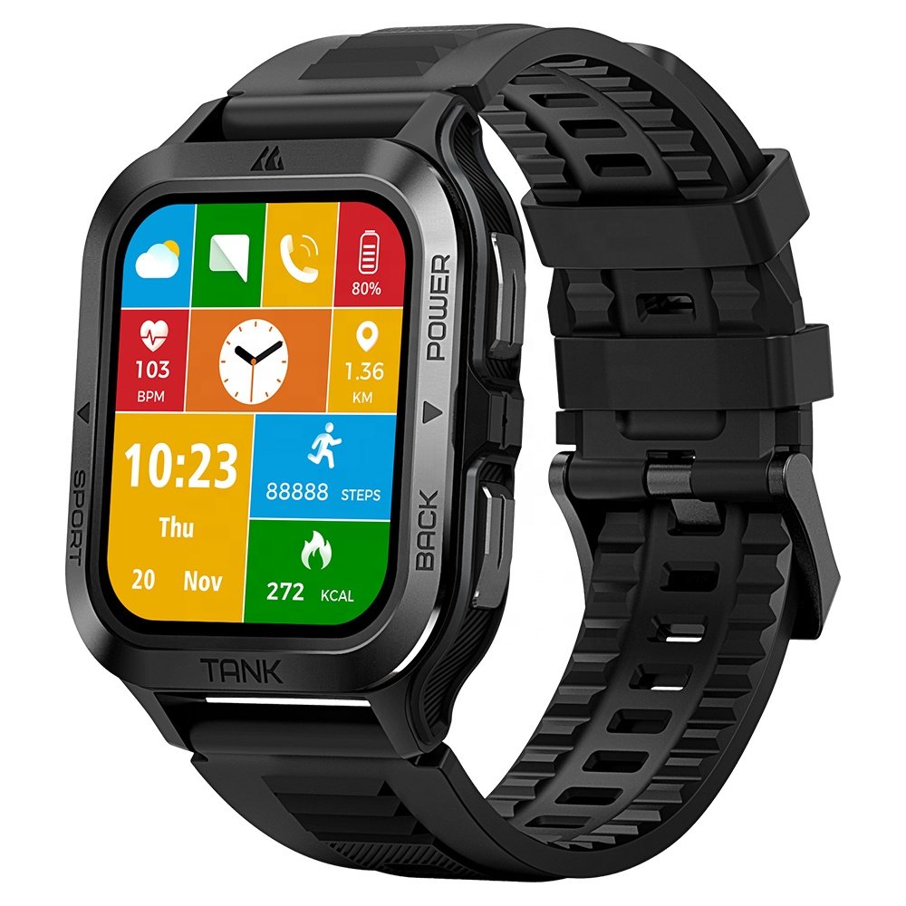 2022 Hot KOSPET TANK M2 Smart Watch Amoled 320*385 380mah Battery 5ATM&Ip69k Button Full Touch Screen Bt Call Smart Watch