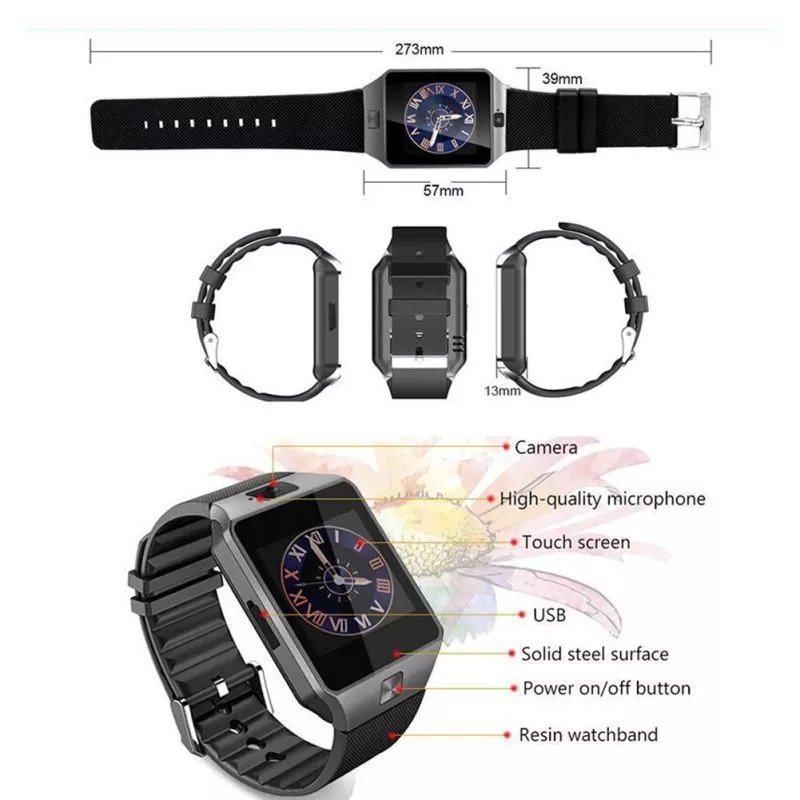 DZ09 Smart Watch Hot Sell Cheap Mobile Phone Camera Smartwatch Smart Watch with Sim Card