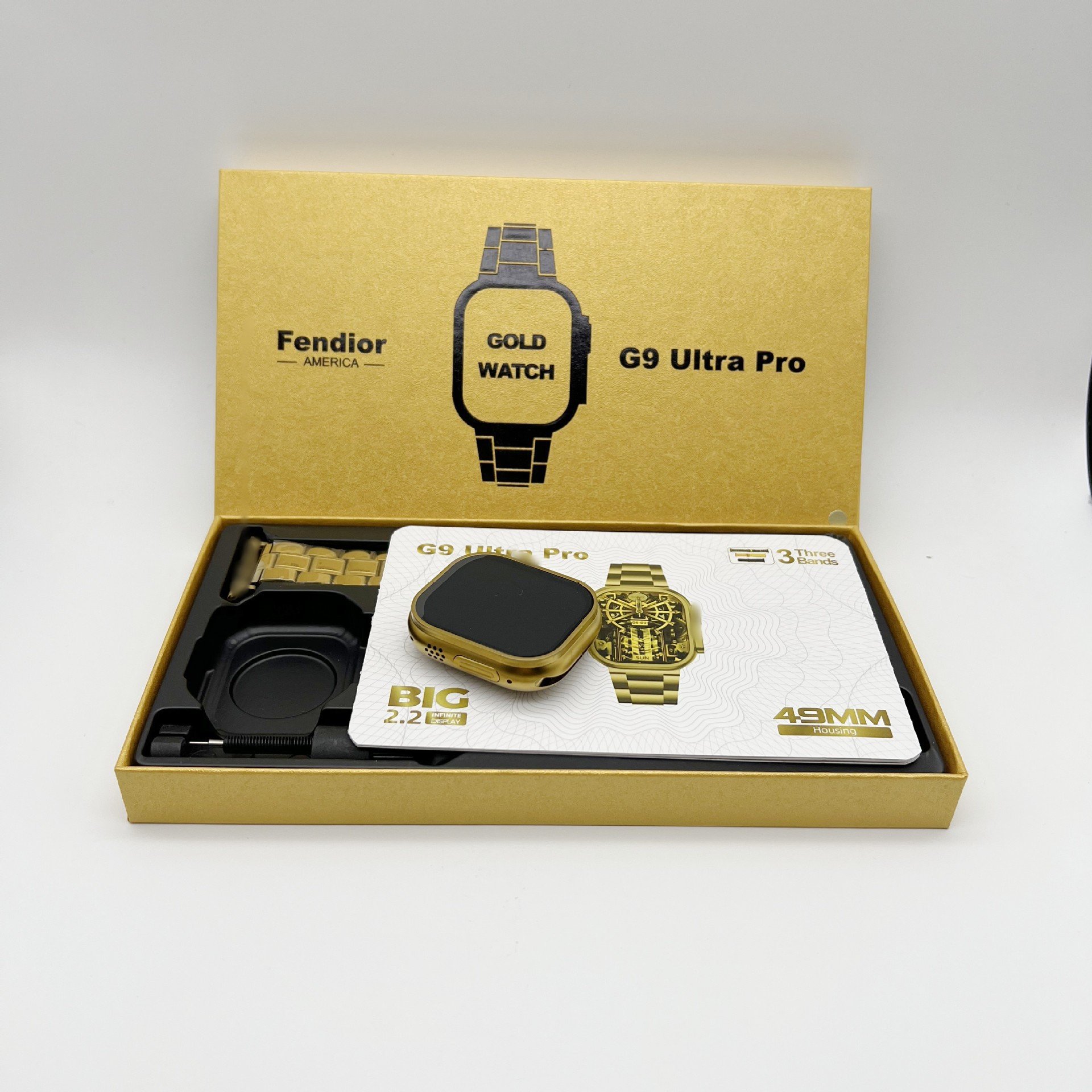 Gold Edition Amoled Smart Watch G9 Ultra Pro Smart Watch 2.2 inch HD Full Touch Screen Square