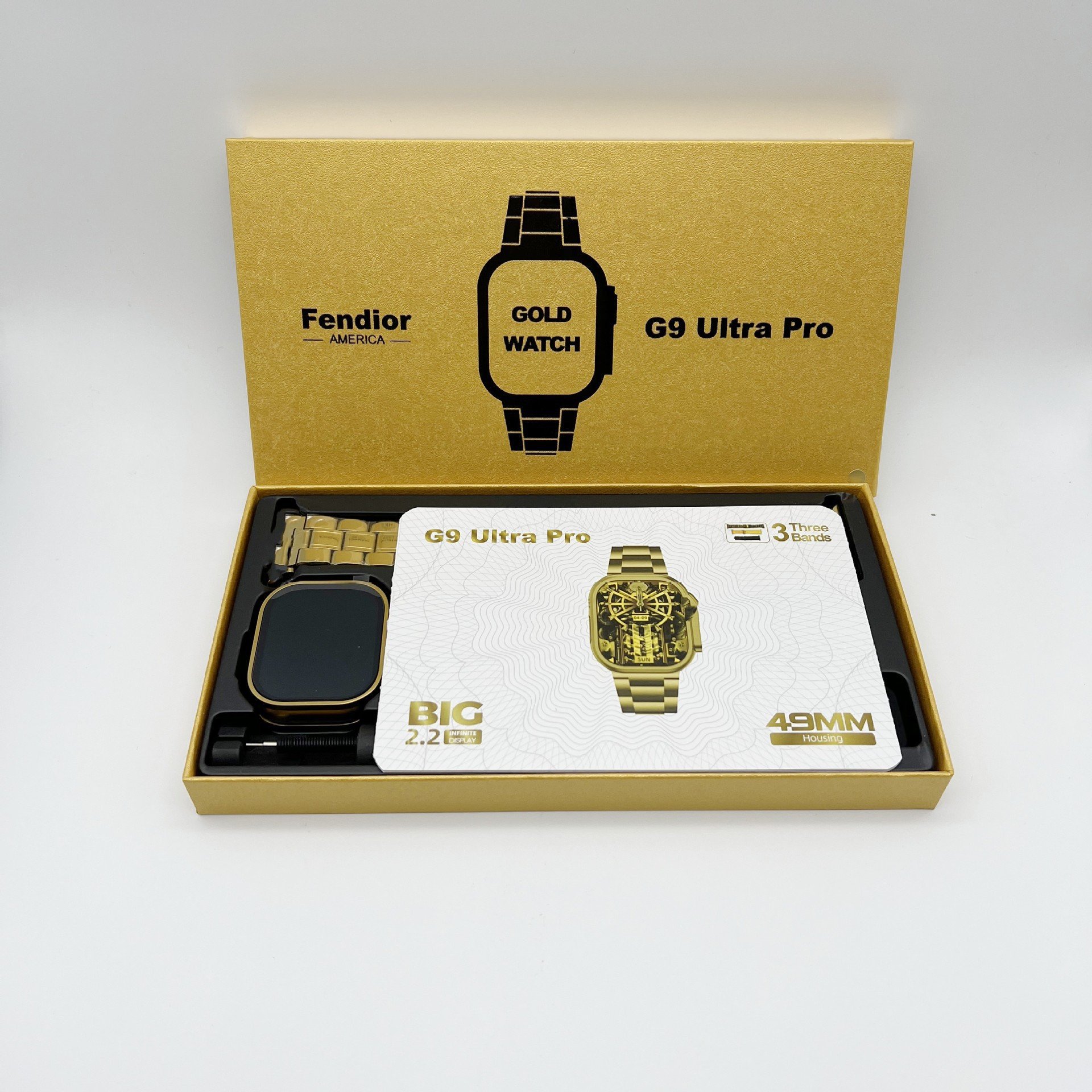 Gold Edition Amoled Smart Watch G9 Ultra Pro Smart Watch 2.2 inch HD Full Touch Screen Square